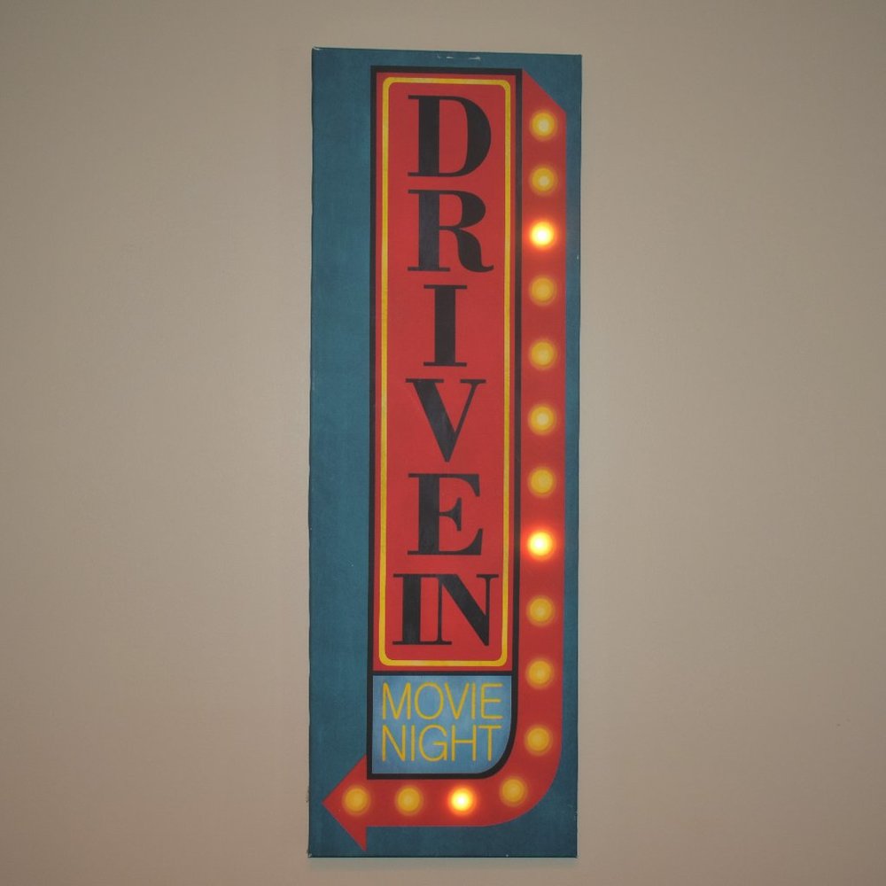 "Drive In" Lighted Canvas Wall Hanging